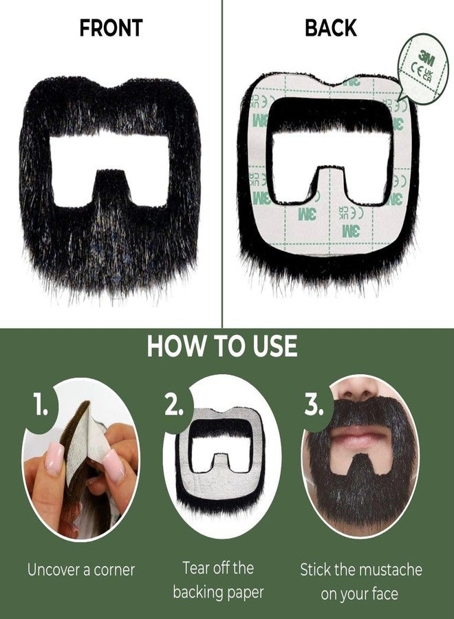 Mustaches Fake Beard, Self Adhesive, Novelty, Small Inmate False Facial Hair, Costume Accessory for Kids, Black Lustrous Color - Image 3